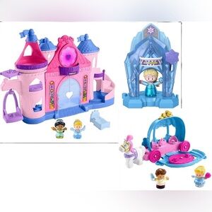 HUGE lot Disney Little People Princess Castle, Cinderella carriage Elsa playset+
